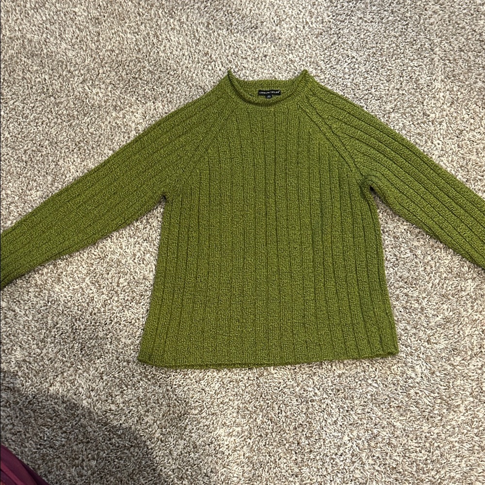 Carolyn Taylor Olive Green Crew Neck Sweater